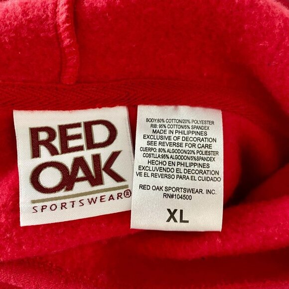 Red Oak Sportswear Mens Pullover Hoodie Sweatshirt with Pocket Red White XL - Picture 14 of 15